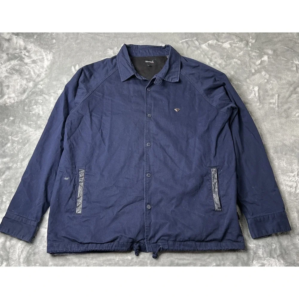 Diamond Supply Co Jacket Men Size XXL Bomber Navy Blue Diamond Logo Streetwear